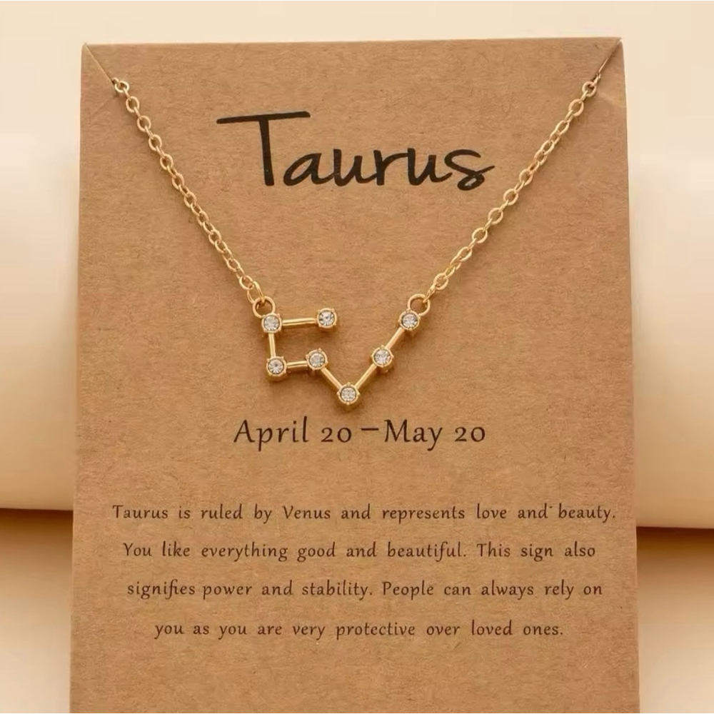 NEW Taurus 18k Gold Constellation Zodiac Star ⭐️ Necklace‎ Birthday Astrology